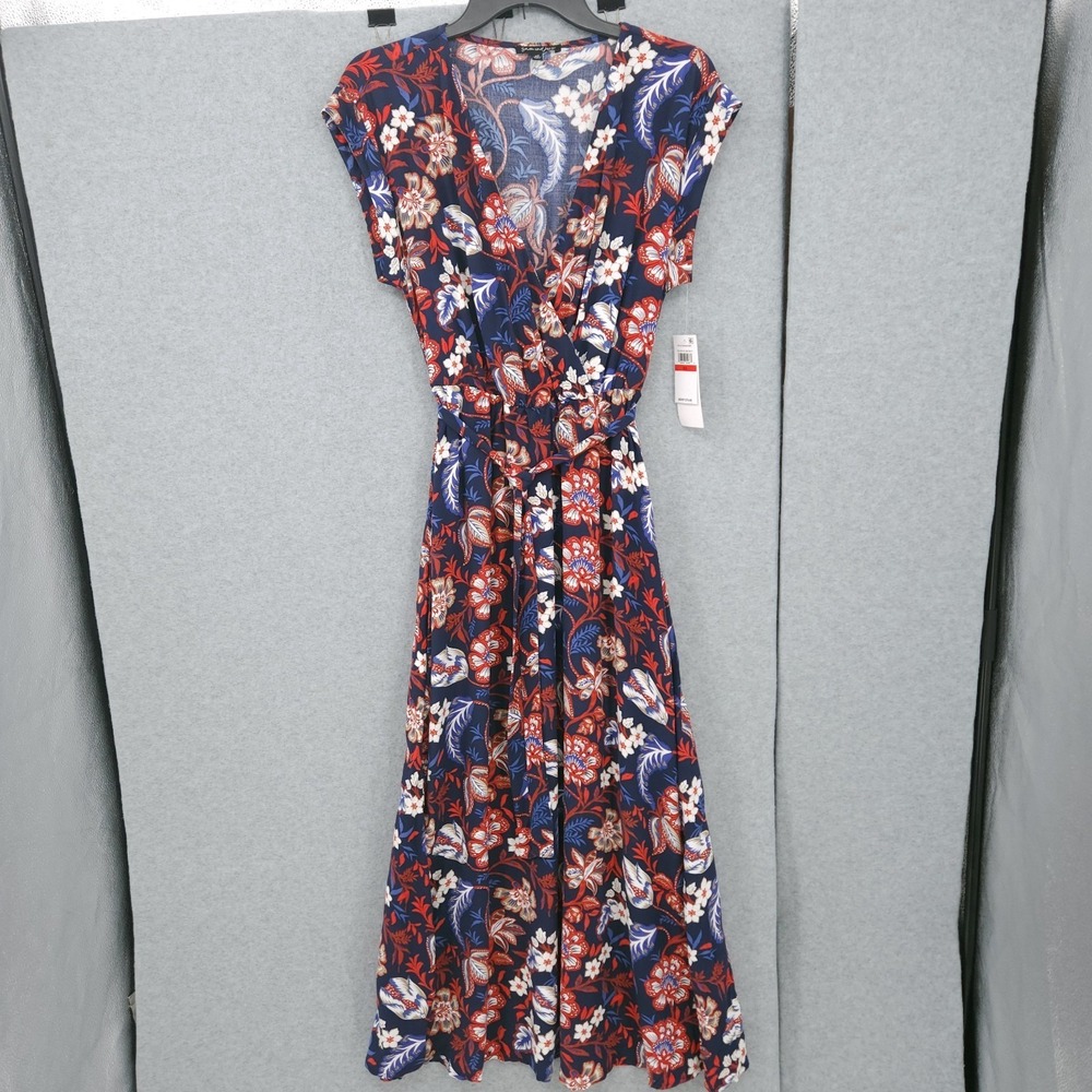 Sam & Jess Floral Navy Printed V Neck Cap Sleeve Maxi Dress Womens Size XS NWT